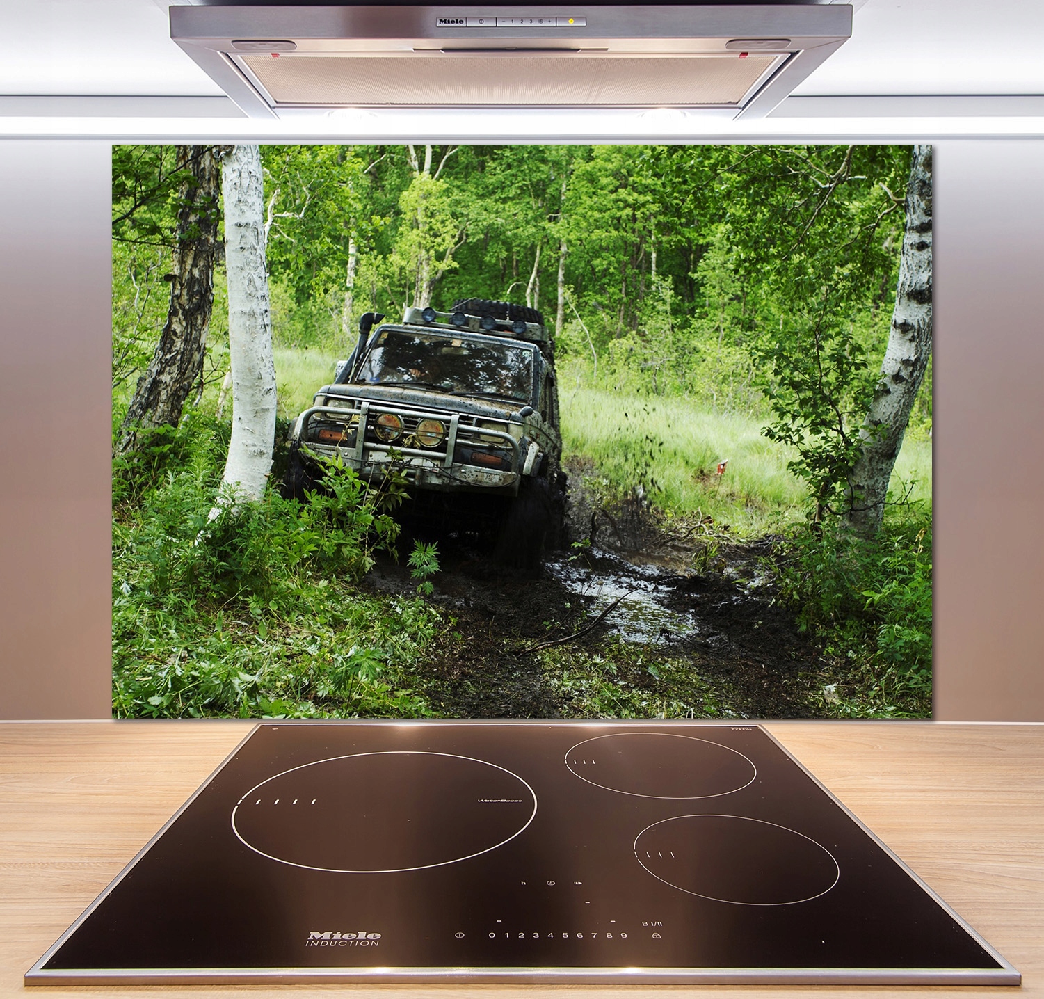 

Panel dekor szkło Jeep w lesie 100x70 cm + Klej