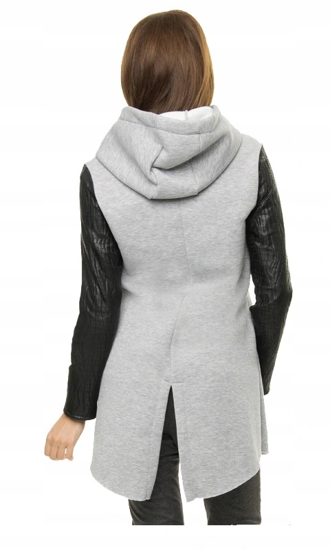 PŁASZCZ DRESOWY PIKOWANY KAPTUR SZARY r.48 Kaptur z kapturem