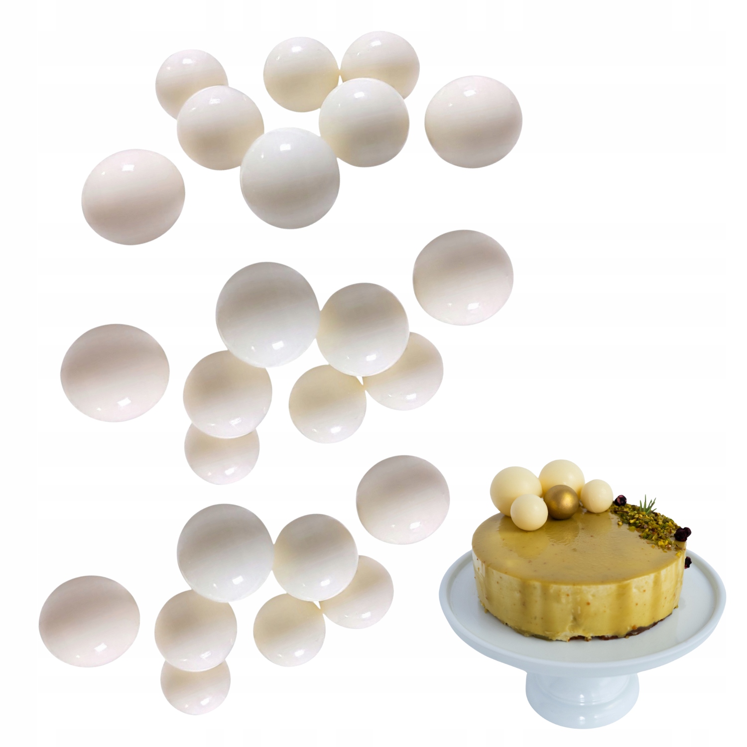 Mini Kule Czekoladowe Białe 60 Szt 3 CM Dekoracje Na Tort