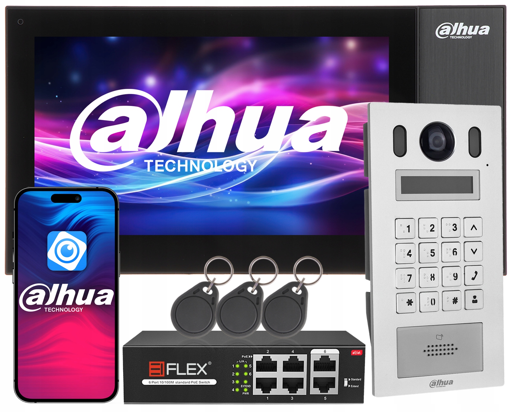 Wideodomofon Ip Dahua Jednorodzinny 7'' LCD Aplikacja Dmss Czytnik Kart