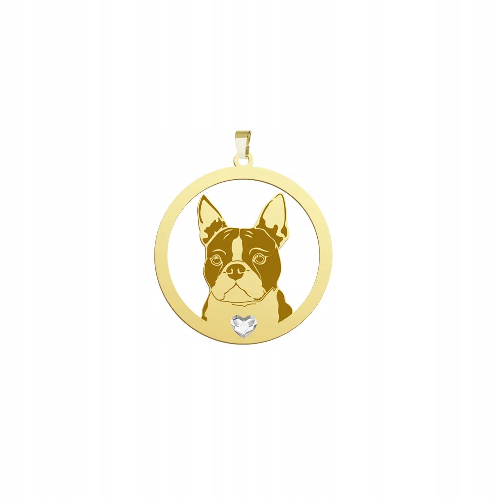 Zlatý přívěsek Boston Terrier 925 Šperky Žena Dárek Gravírování Bonus
