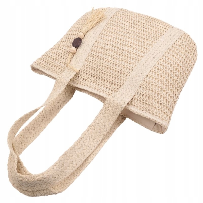 Shopper torebka damska na ramię słomiana torebki plażowe pojemne miejskie Materiał dominujący słoma