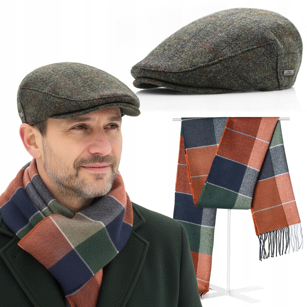 Pánská čepice ze 100% Vlny a Luxusní šála, sada Premium Pako Jeans