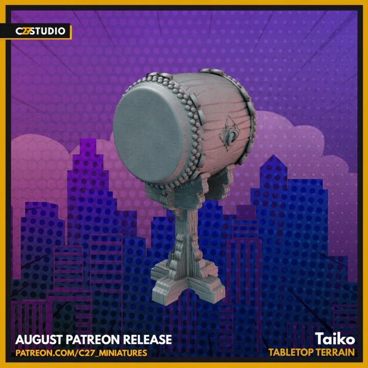 Taiko Tabletop Terrain matched to Marvel Crisis Protocol