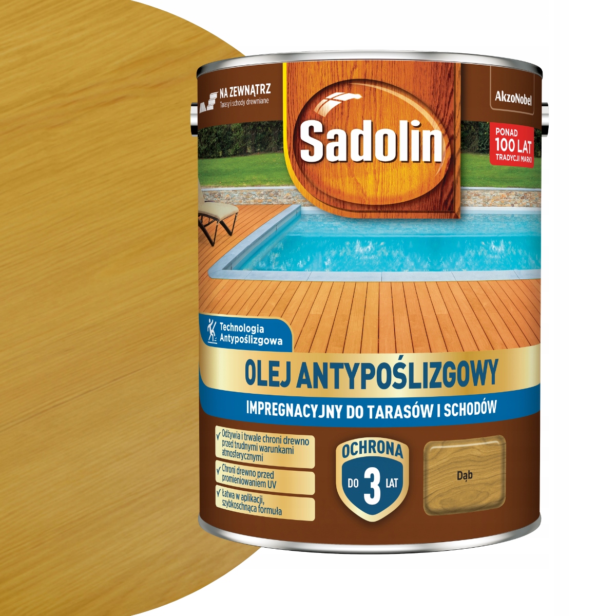 Sadolin Protiskluzový ochranný olej 3 Roky pro terasy 4,5L Dub