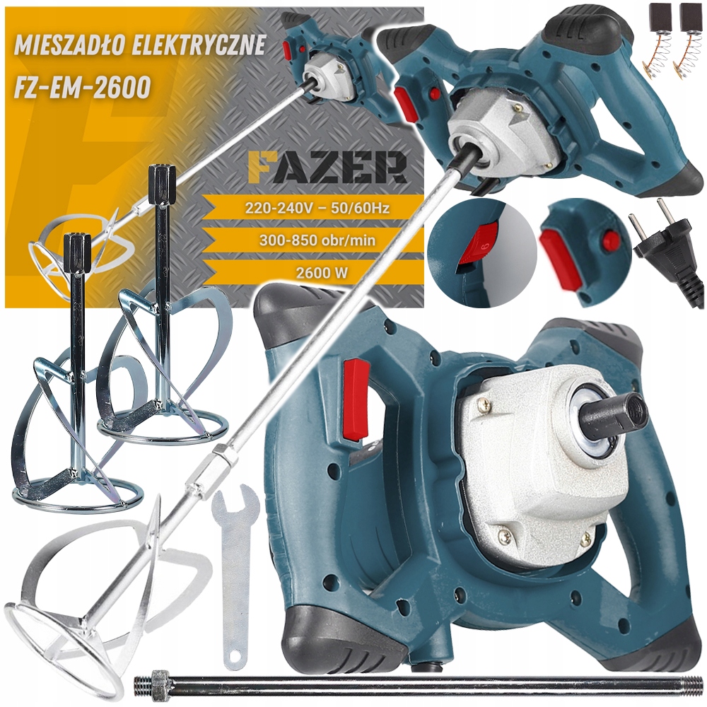 Mieszadło Elektryczne Do Zapraw Kleju Farb Gipsu Betonu x2 Mieszalniki 2600