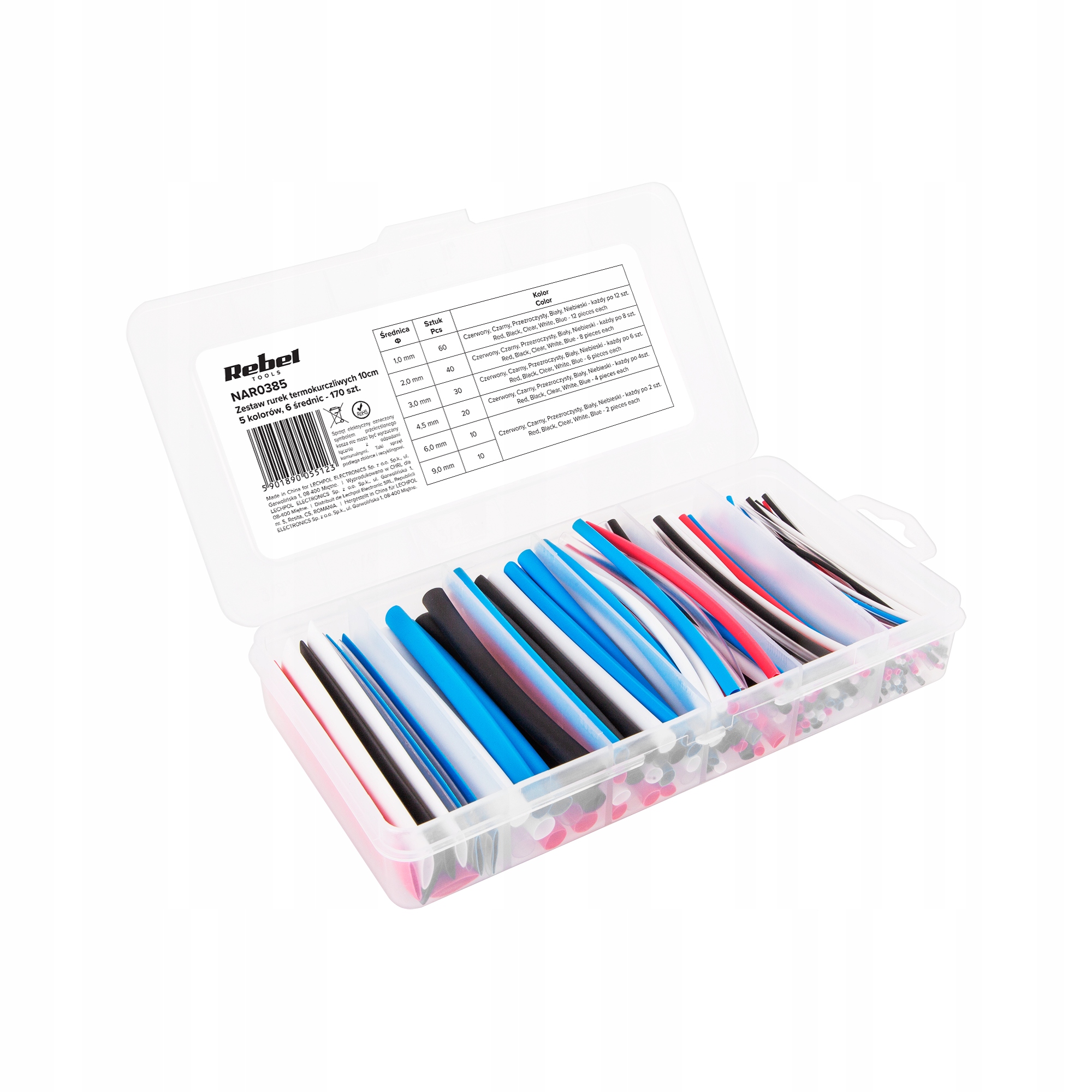 NAR0385 Zestaw rurek termokurczliwych 10cm 5 ko