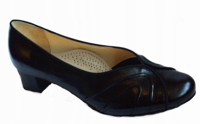 

Skórzane czółenko Czarne Tęgość H Haluksy 39