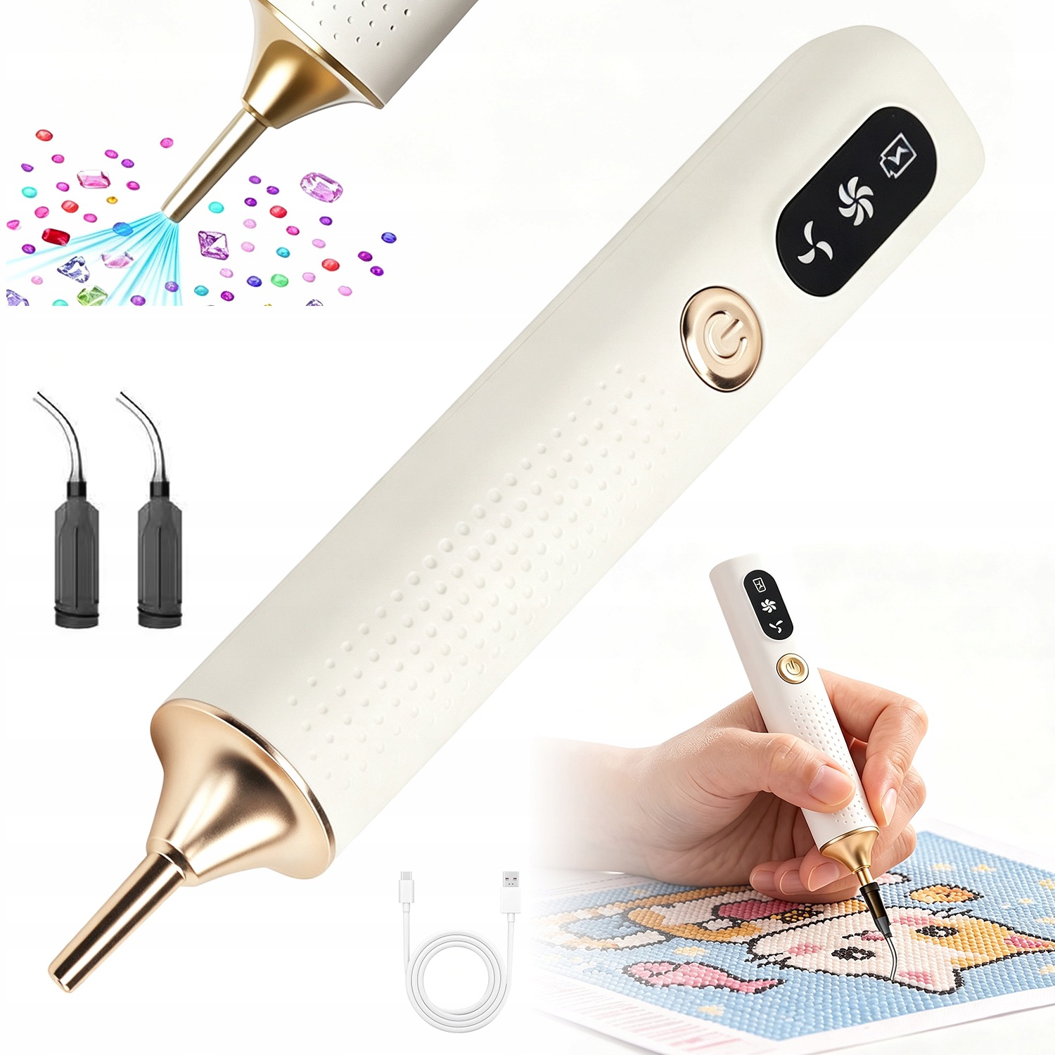 Diamantový Propiska Pro Malování Elektrický Usb Set Náhradní Hlavice
