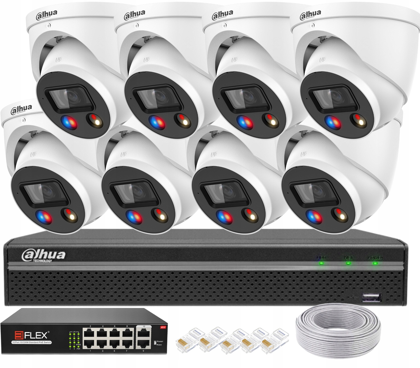 Monitorovací sada Dahua 8x Ip kamera 5Mpx IPC-HDW3549H-AS-PV-S5 TiOC PoE