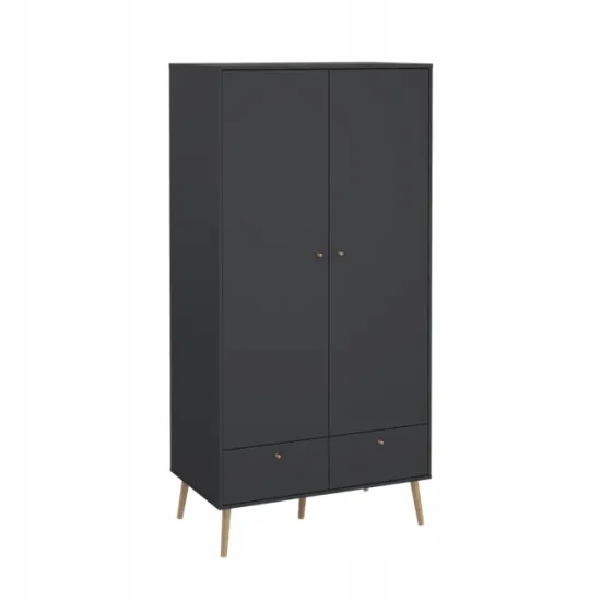 Szafa 2-drzwiowa z 2 szufladami Bodo 99 cm szary mat