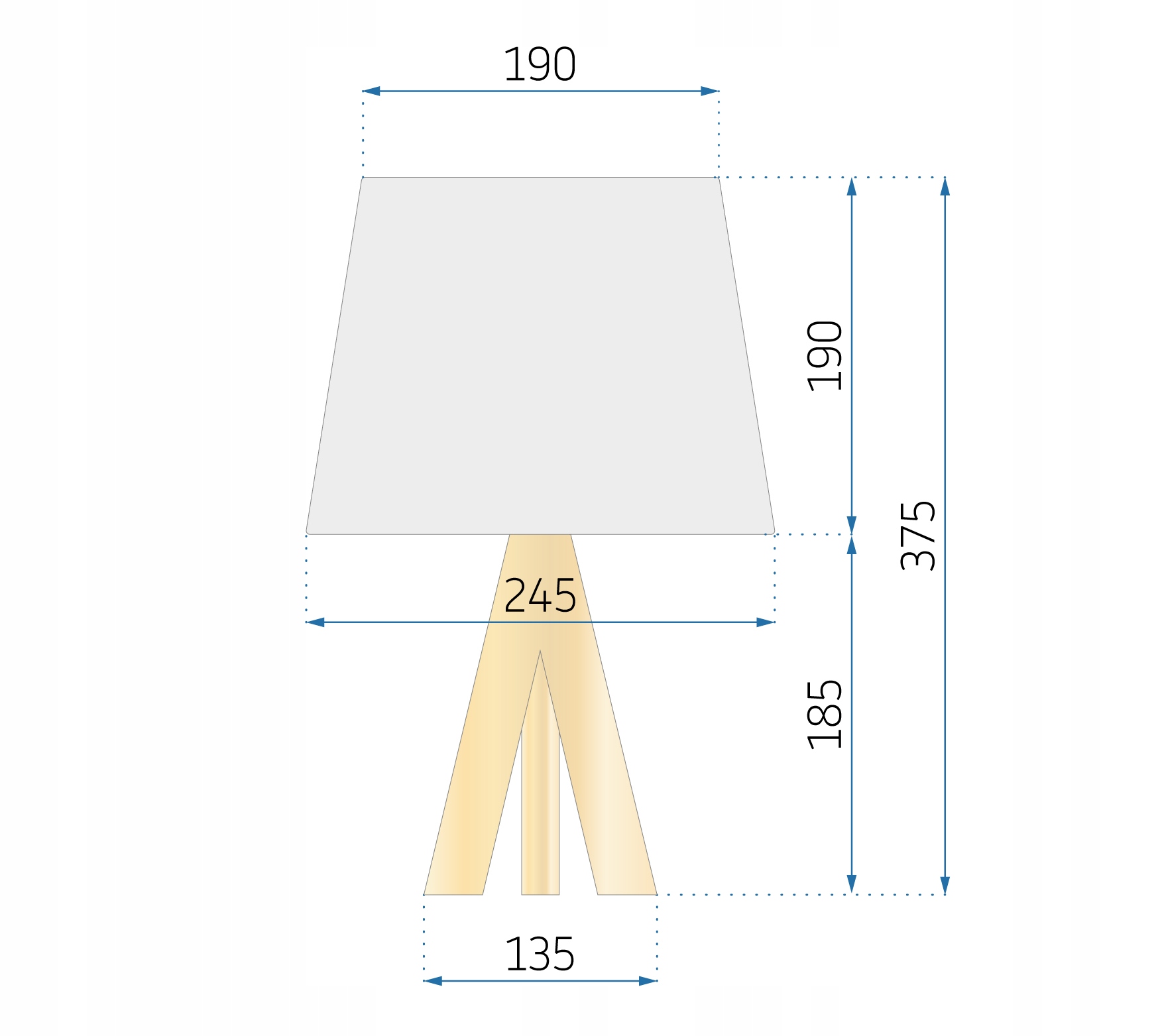 LAMPKA NOCNA STOJĄCA STOŁOWA BIAŁA DREWNO ABAŻUR Długość/wysokość 38 cm