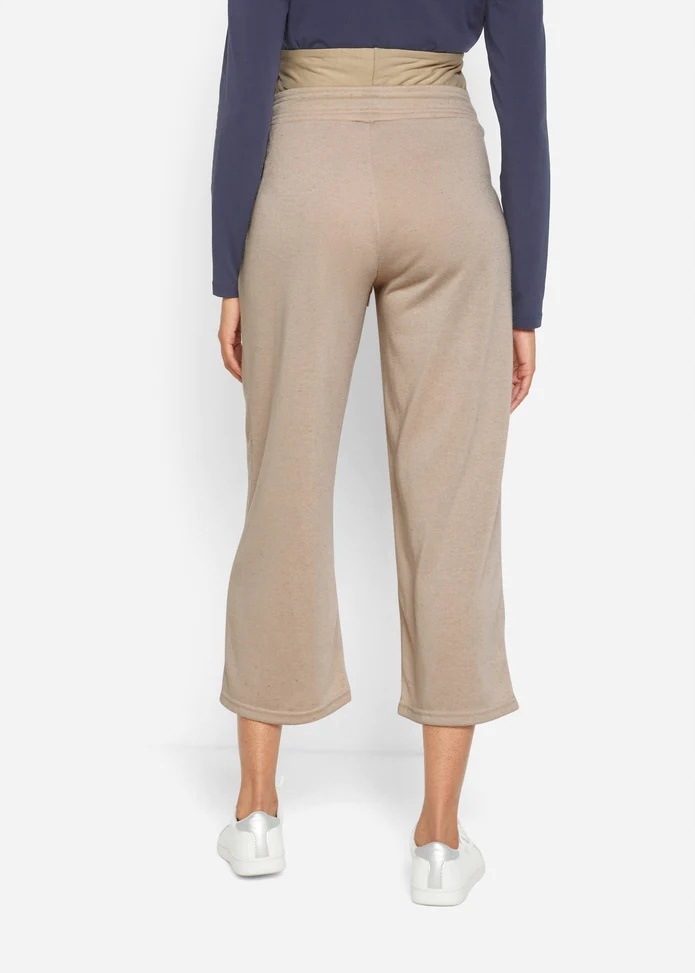 BA88 SPODNIE CIĄŻOWE Z ELASTYCZNĄ WSTAWKĄ DRESOWE r. 48/50 BEŻOWE Rozmiar 48