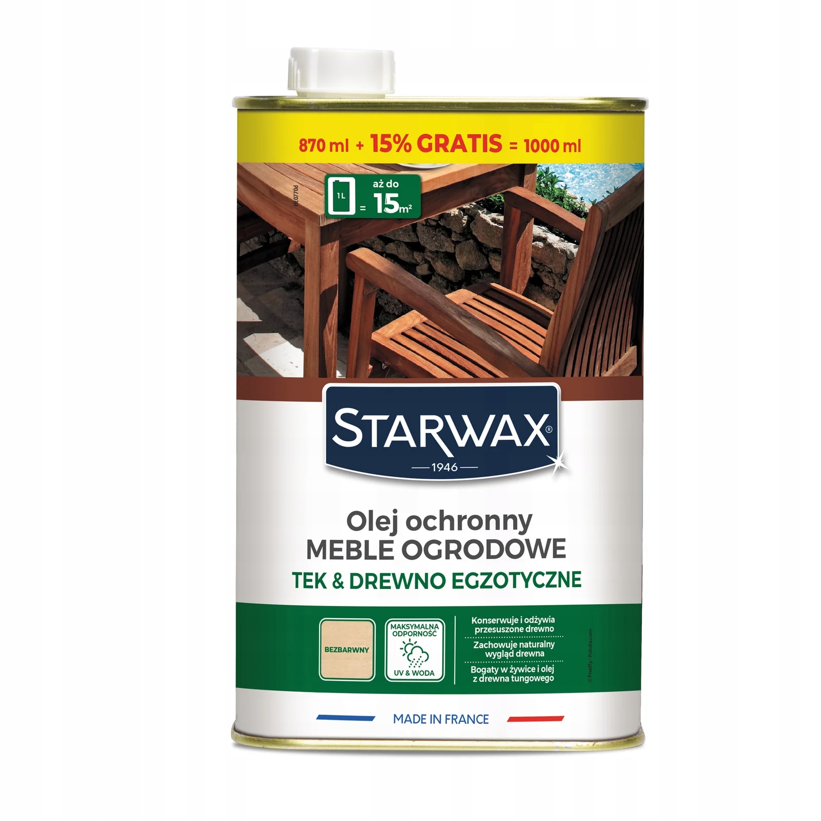 Olej Do Mebli Ogrodowych Ochronny Tek & Drewno Egzotyczne 1L Starwax