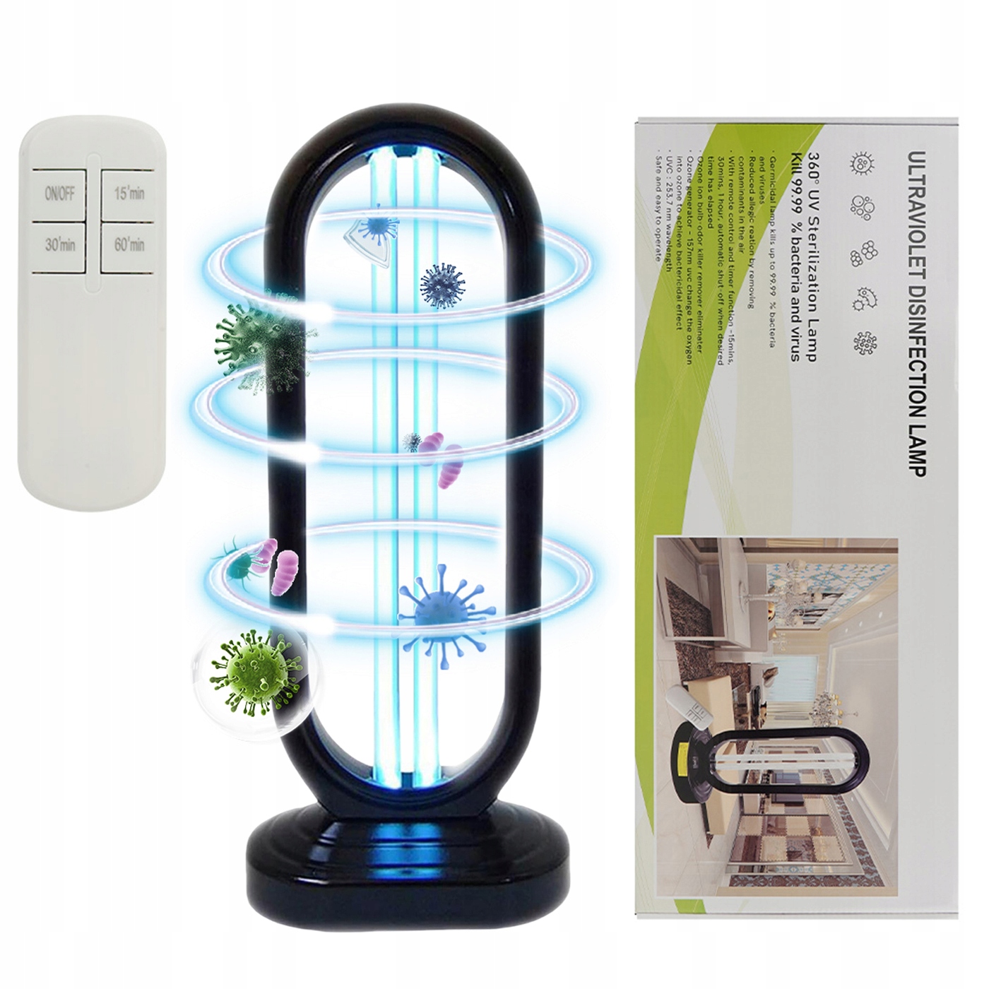 Lampa Bakteriobójcza Uv-c Sterylizacja Dezynf Ultrafioletowe 99,9% Bakterii