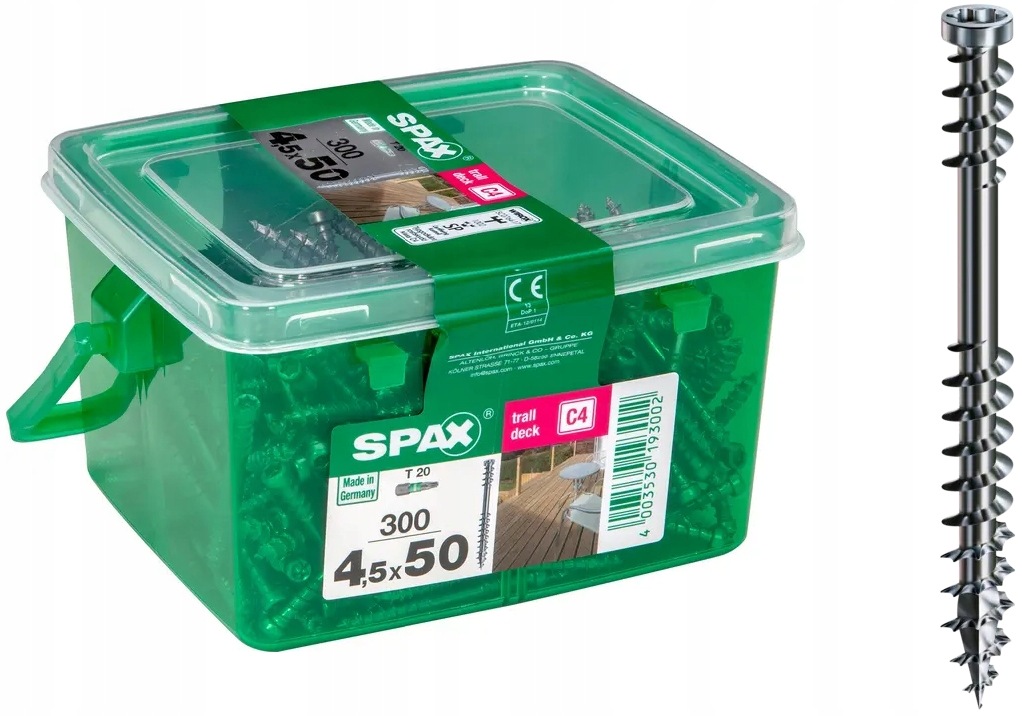 Terasové Vruty 300 Kusů C4 Hkb 4.5*50MM Spax-d T20 Spax