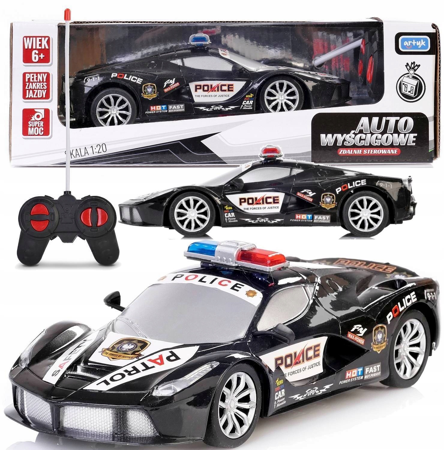

Duży Samochód Sterowany Rc Policja Akumulator Auto