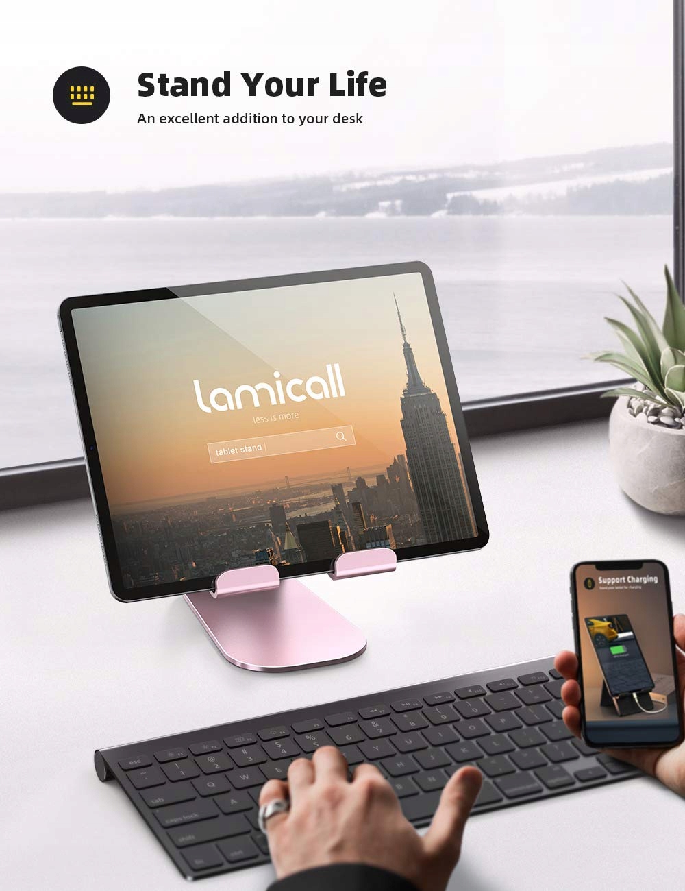 LAMICALL Stojak Na Tablet Regulowany Uniwersalny Dla iPad Samsung 4.7-13" — miniatura 3