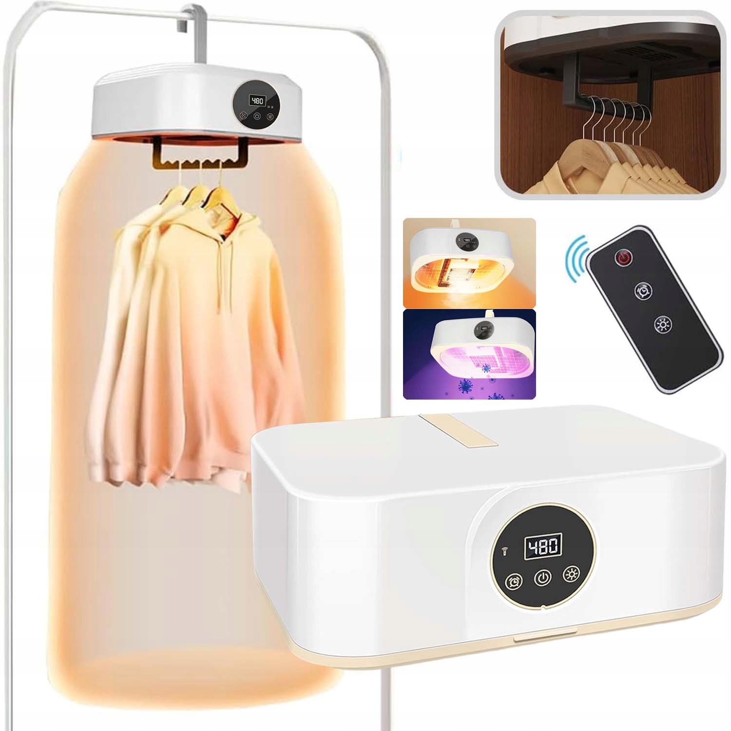 Levně Elektrická Sušák Na Prádlo Rychleschnoucí Časovač 600W 220V 2 Režimy 360°