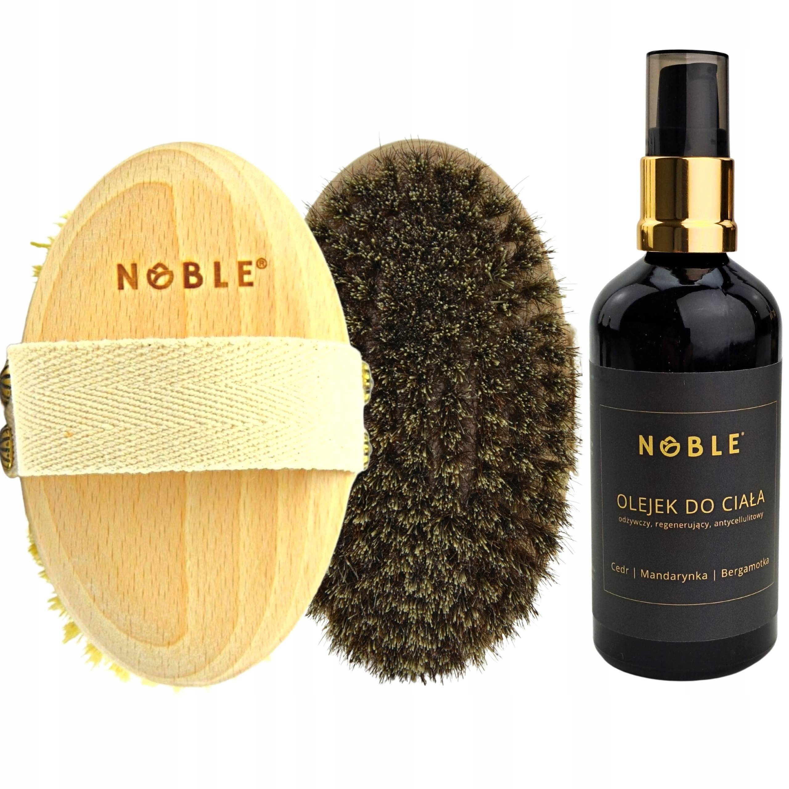 Zestaw antycellulitowy olejek szczotka masaż ciała na sucho cellulit Noble