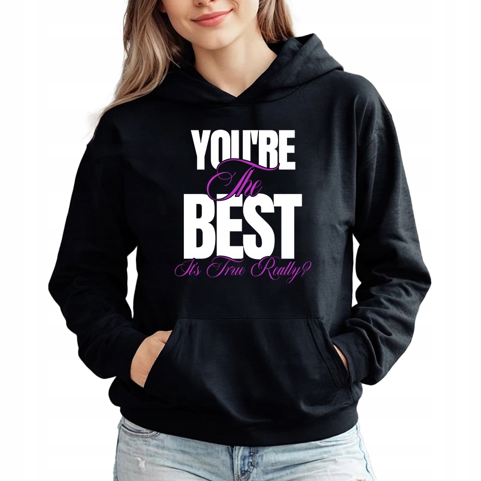 Černá mikina s kapucí Nejlepší trendy stylový Dárek velikost S