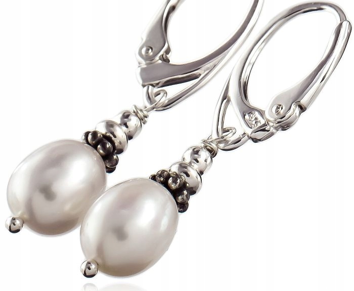 Náušnice Pravé Bílé Perly Stříbro