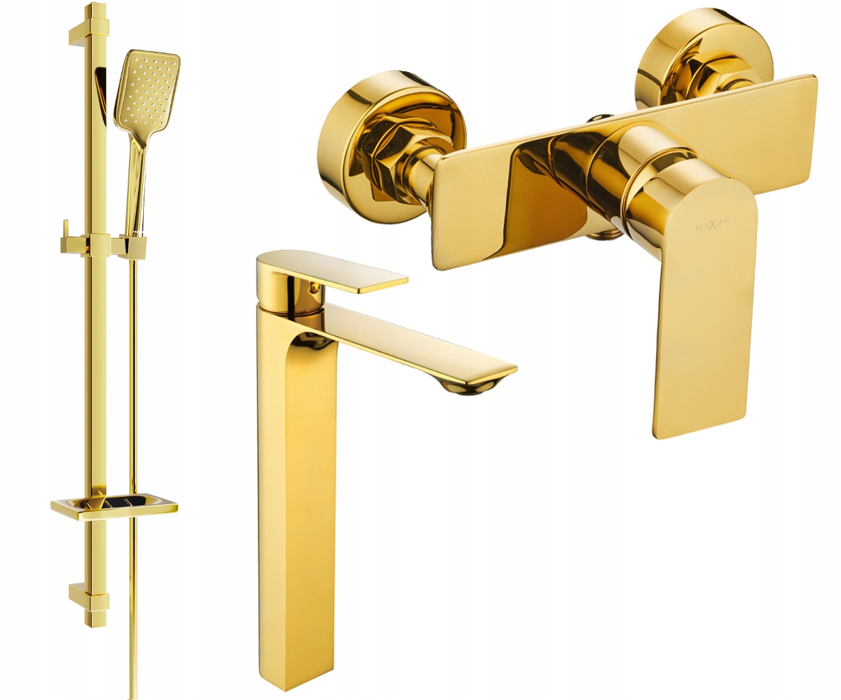 Mexen Alexa Zlatá Sprchová Súprava Mosadz, Keramická Hlavica