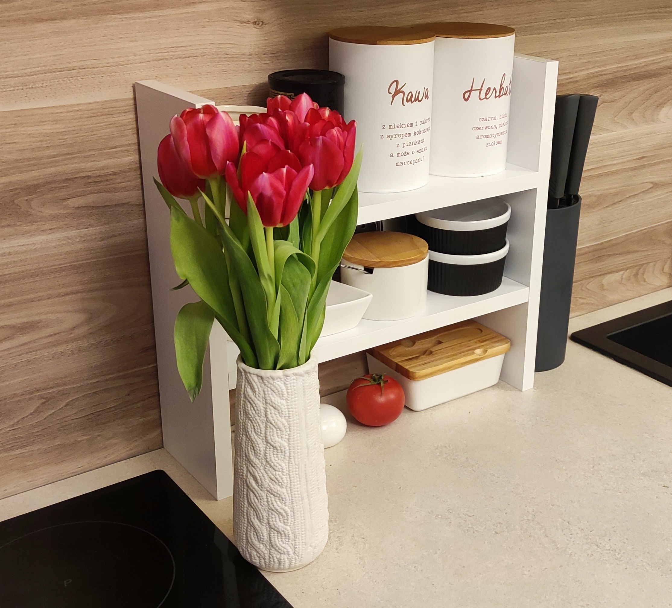 PÓŁKA KUCHENNA REGAŁ NA BLAT MILA KOLOR BIAŁY Głębokość mebla 12.8 cm