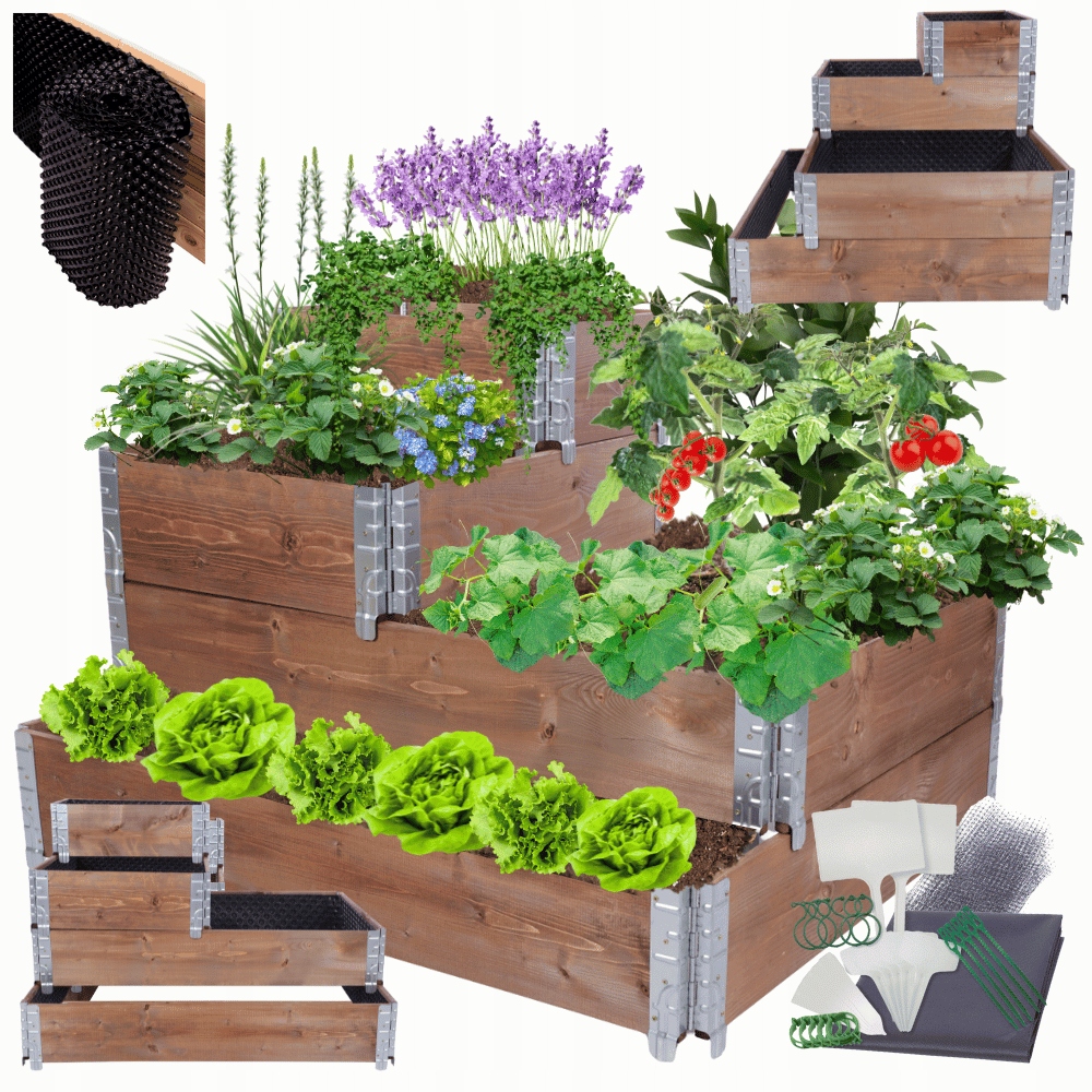 Vyvýšený nastaviteľný kaskádový záhon impregnácia Fólia Kubelky 60x120x100