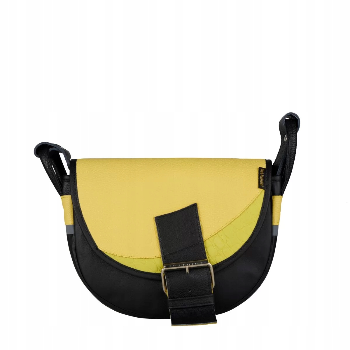 Žluto-černá kabelka přes rameno z přírodní kůže přes rameno Handmade