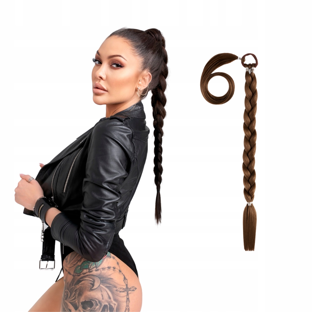 Připínací cop, vlasy jako přírodní culík, gumička 55 cm #8 středně hnědá