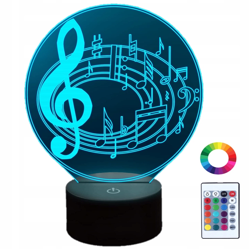 

Lampka Nocna 3D Led Nuty Muzyka Grawer