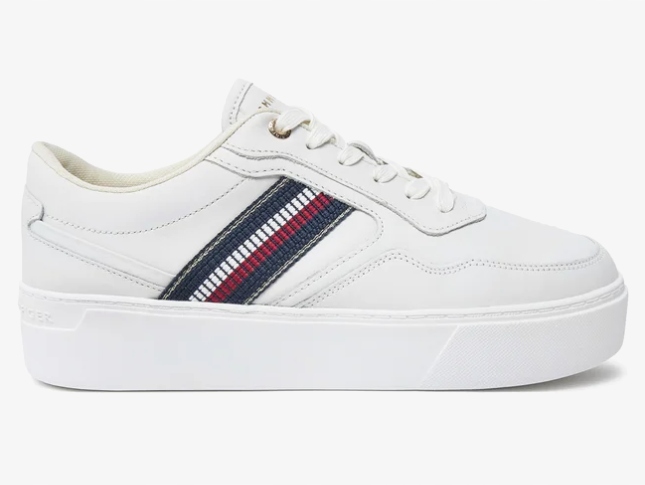 Tommy Hilfiger FW0FW08348 Tenisky na platformě Ecrue kožené 37 jako 38