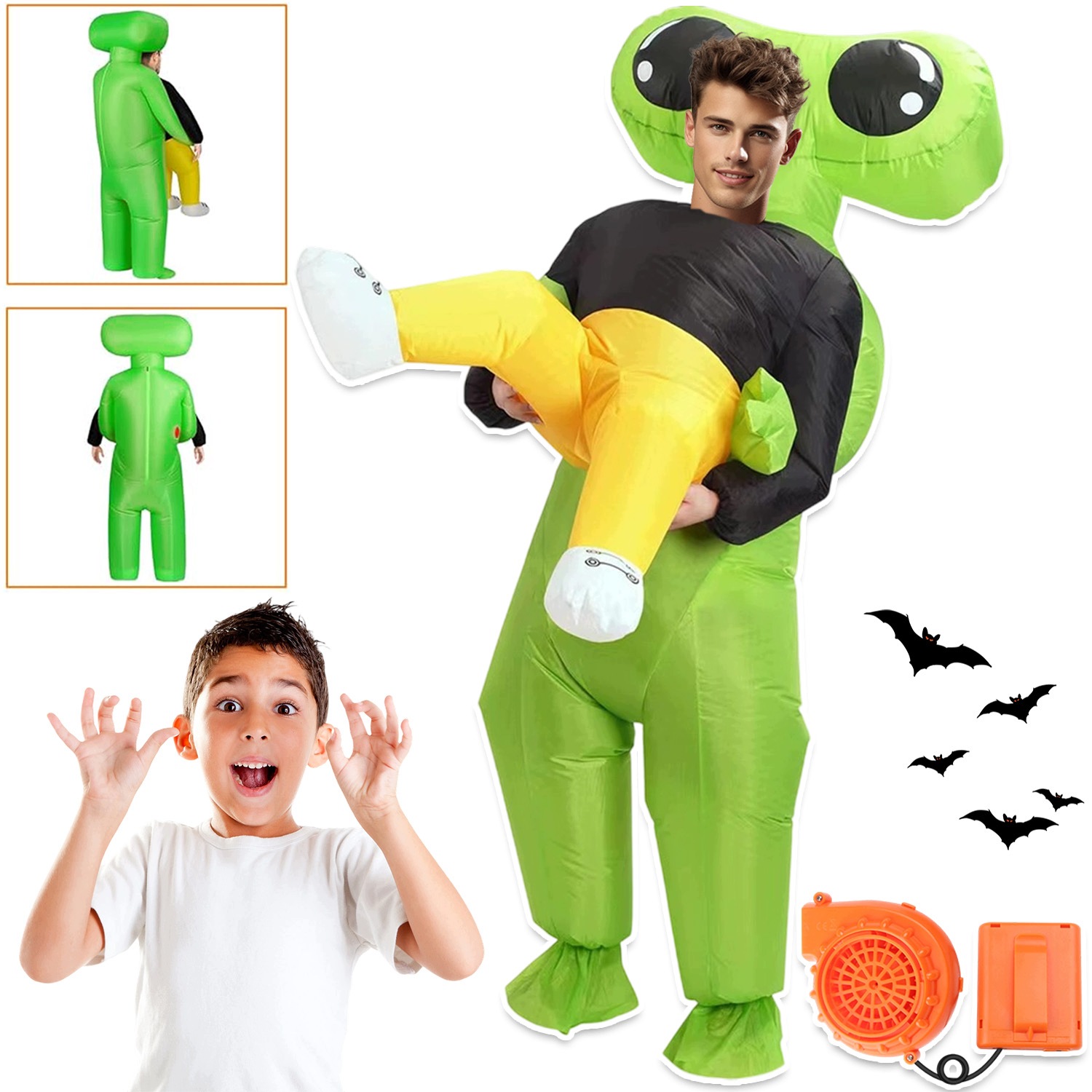 Nafukovací Kostým Mimozemšťan Alien Únos Ufo Halloween 150-190 CM