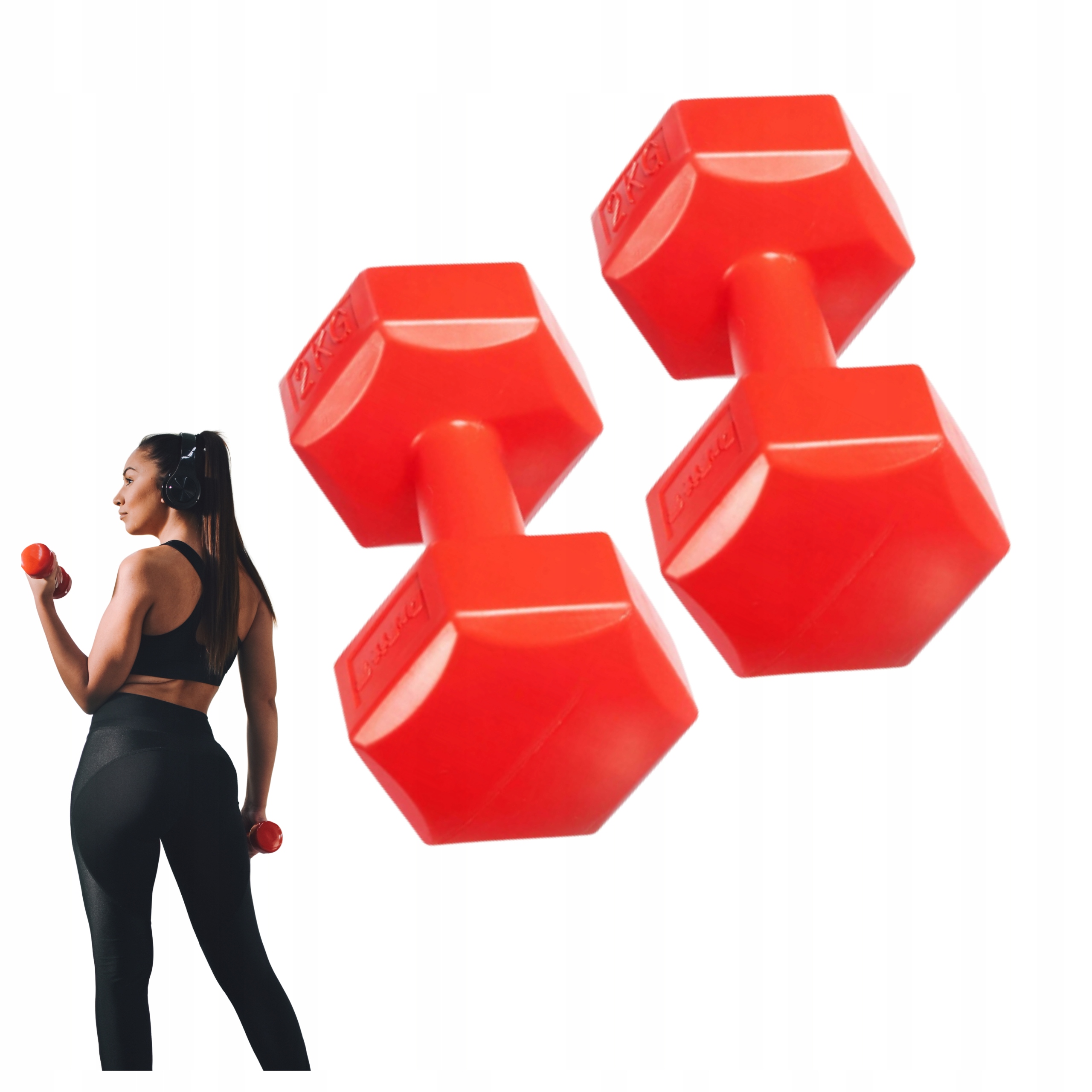 Hantle Bitumiczne Czerwone 2x2 kg Ciężarki Fitness do Ćwiczeń Drfit