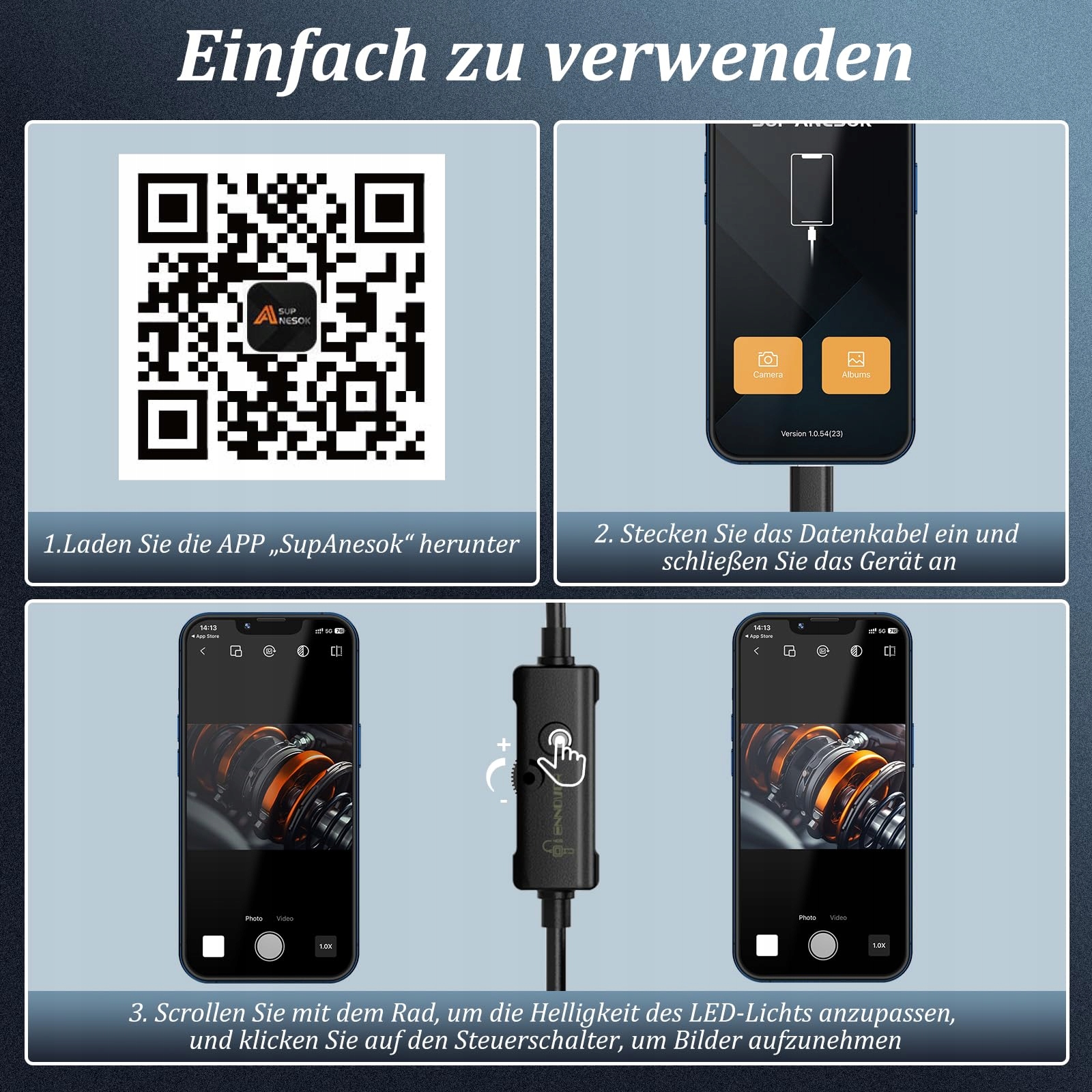 ENNOVOR Kamera Endoskopowa HD 1920 z 8 LED Wodoodporna IP67 Android iOS — miniatura 8