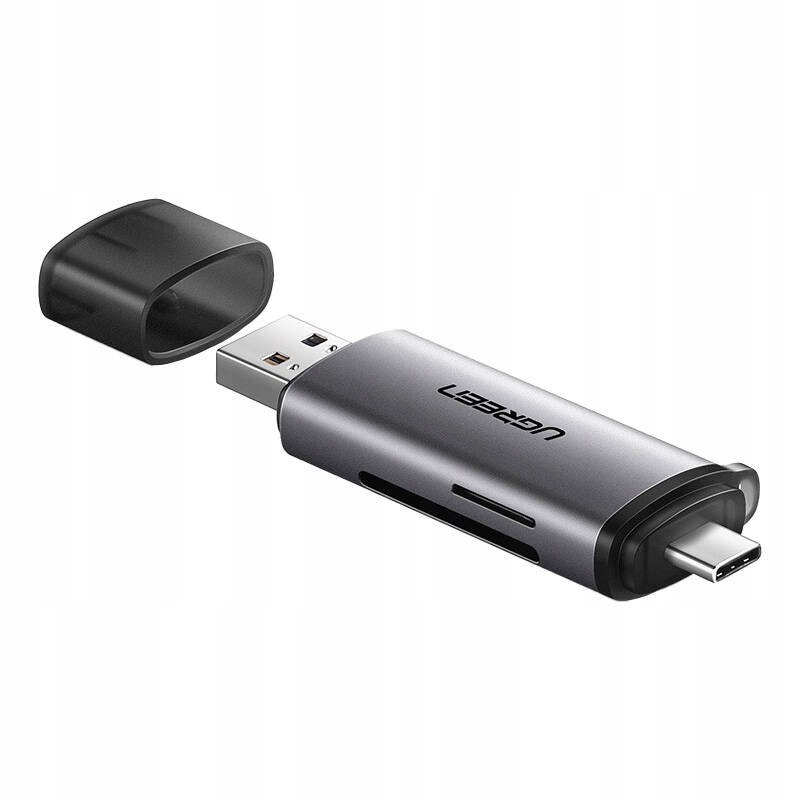Adapter Usb Usb-c Ugreen CM185 czytnik kart Sd microSD (szary)