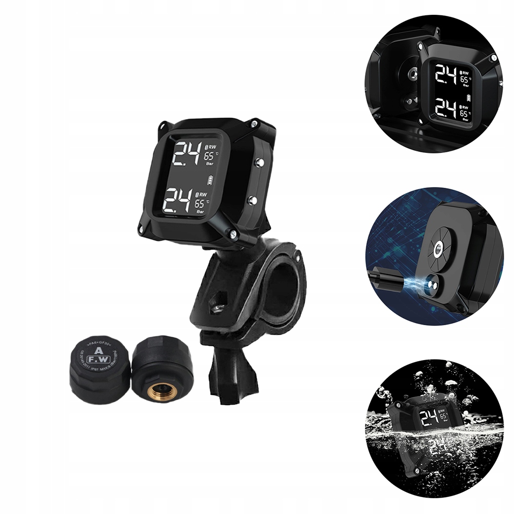 Czujnik ciśnienia temperatury w oponach TPMS bezprzewodowy LCD motocyklowy Producent inny