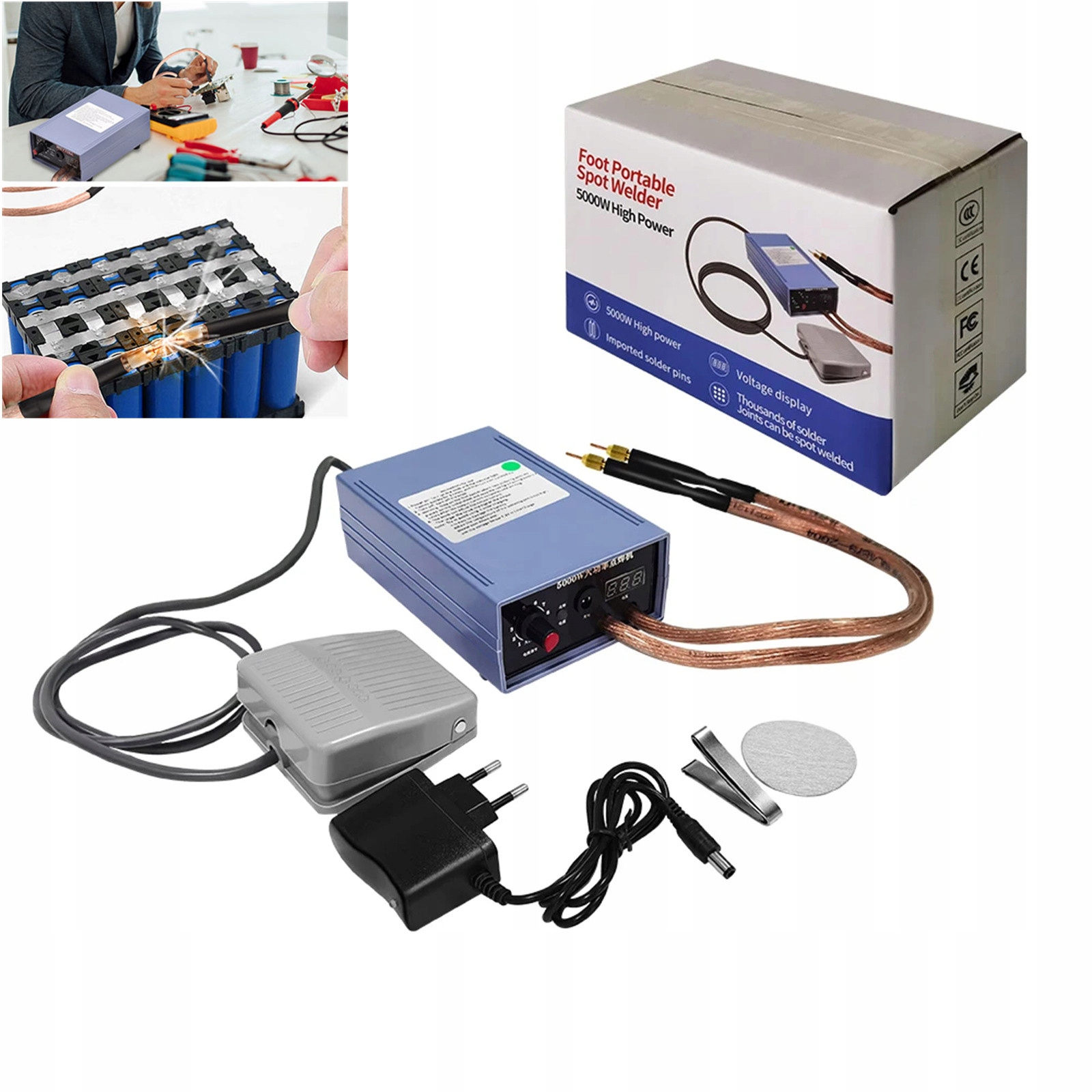 5000 W Mini Ruční Bodová Svářečka Článků 18650 Listů S Pedálem