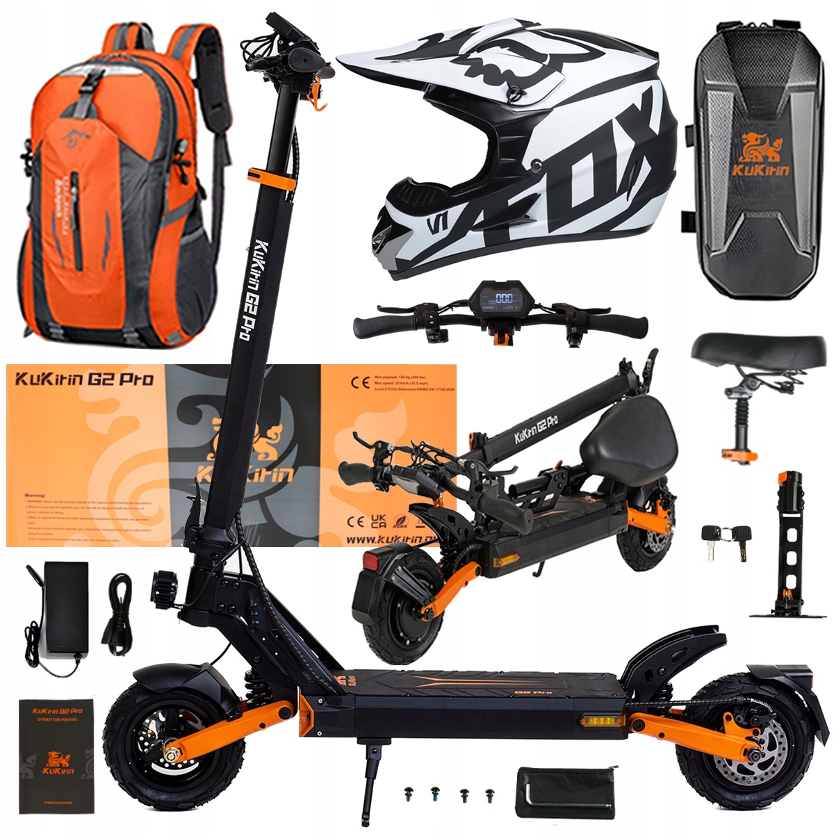 Składany Pojazd Elektryczny Kukirin G2 Pro 1000W 48V 15.6AH 45KM/H +Prezent