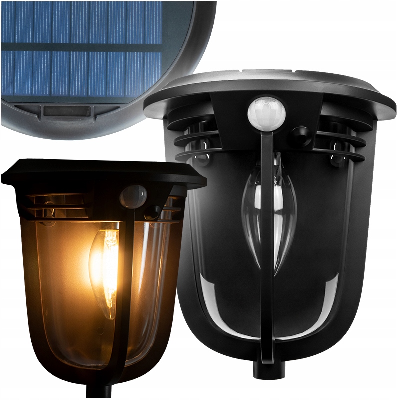 

Kinkiet Ogrodowy Czarna Lampa Solarna Czujnik Ruch