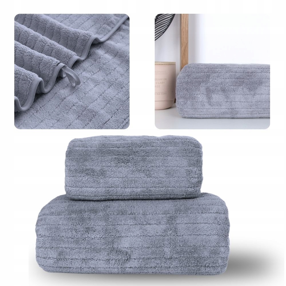 KOMPLET 2 RĘCZNIKÓW Z MIKROFIBRY RĘCZNIK KĄPIELOWY ZESTAW SZYBKOSCHNĄCY