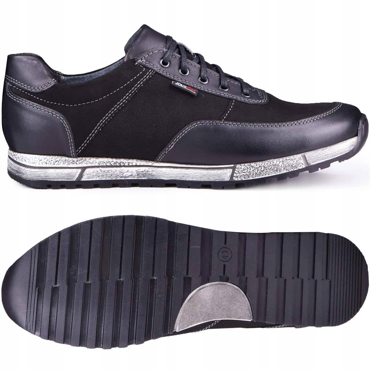

Półbuty męskie skórzane buty casual czarne 45