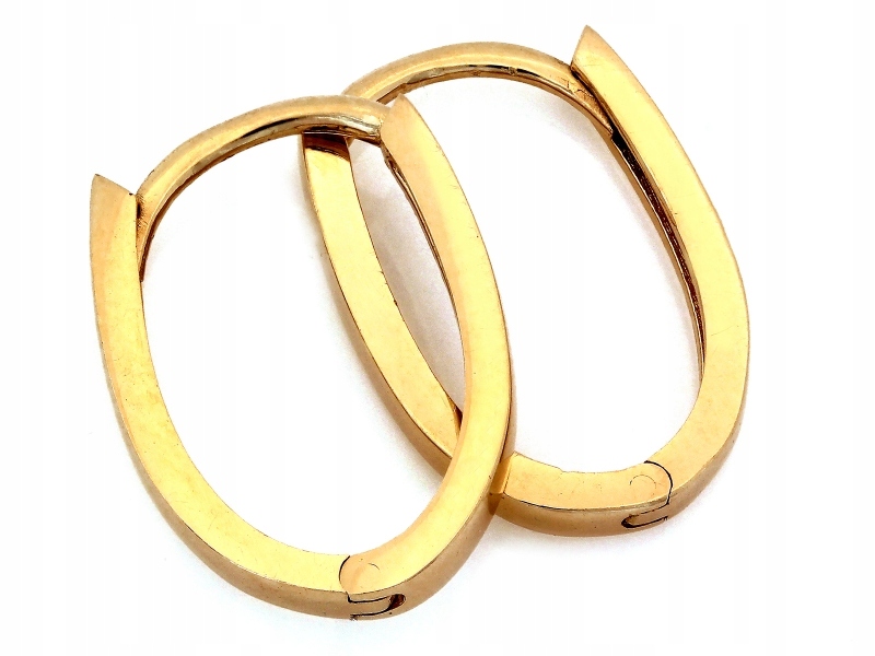 Jemné náušnice ze žlutého zlata 585 oválné 17,5 mm bez kamenů jako dárek