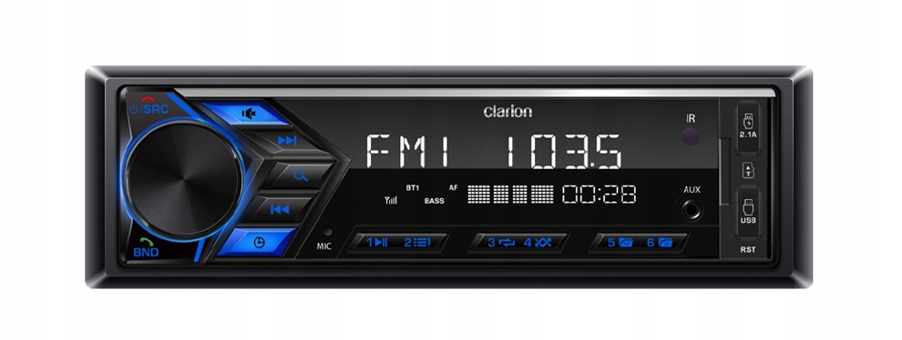 Radio Samochodowe Clarion P11 Bluetooth 1DIN Usb Aux Sd Pilot