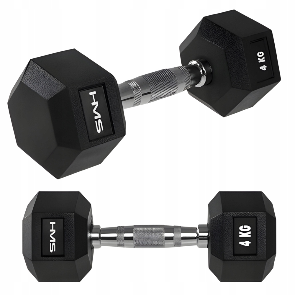 Činky Hex Pro s gumovými závažími pro silový trénink Hms 2x4 kg