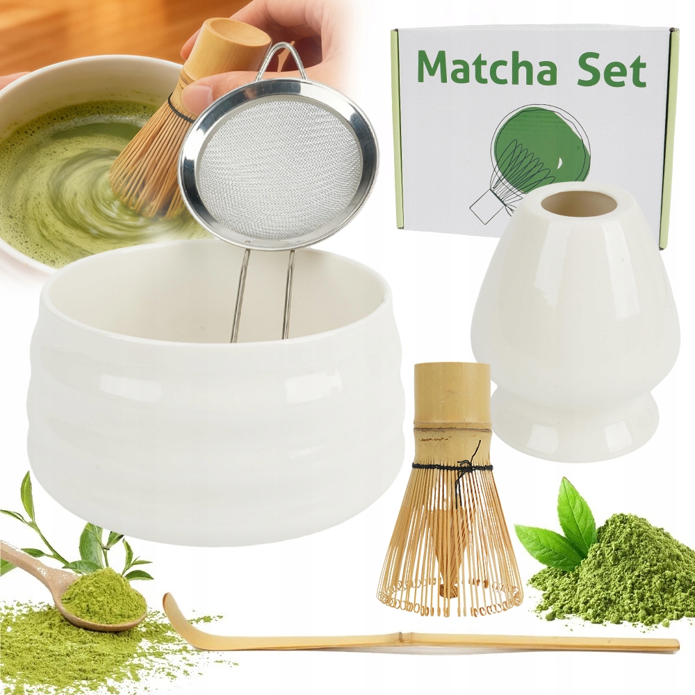 Dárková Sada Na Čaj Matcha Šálek Metlička Podstavec Lžička