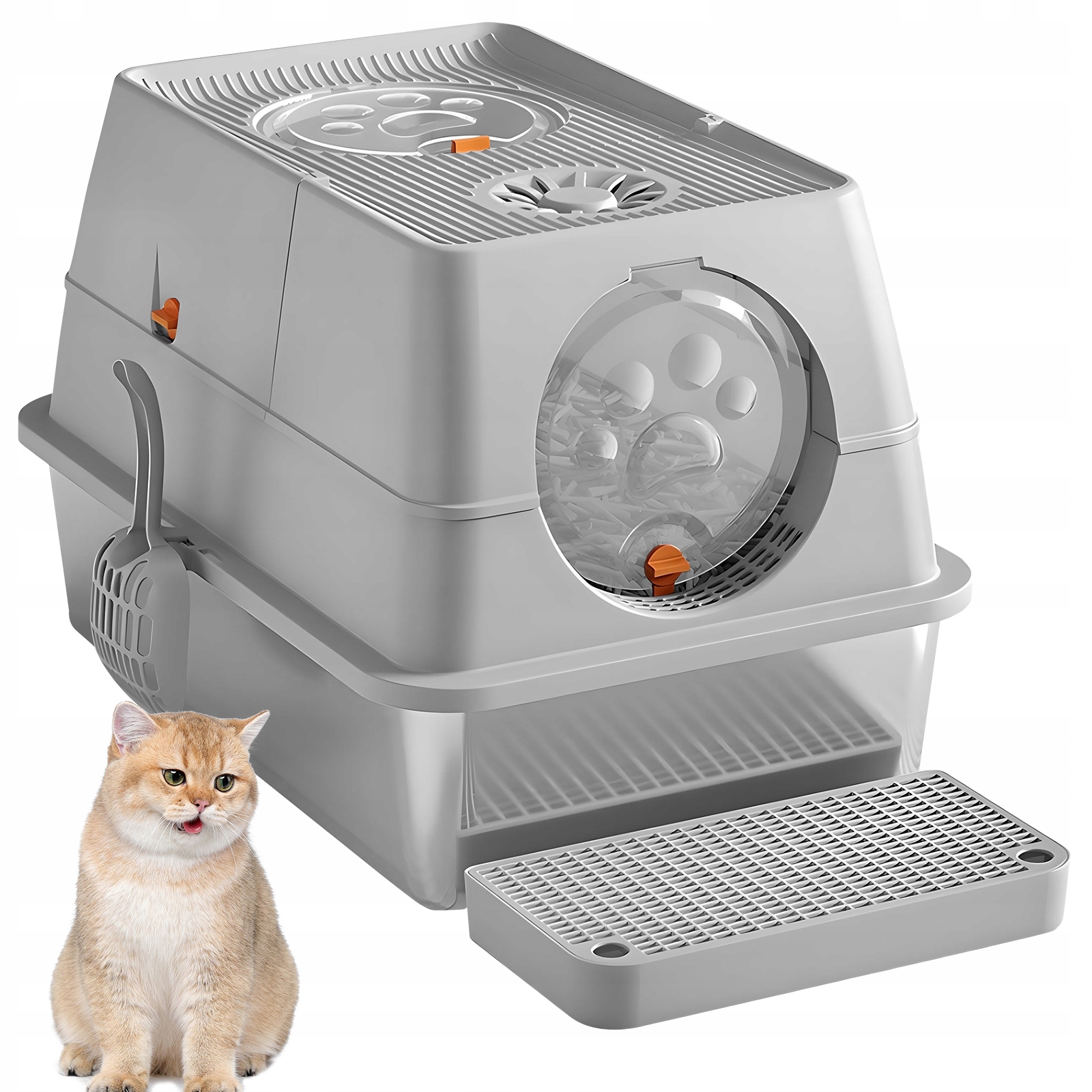 Levně Uzavřená kočičí toaletní miska z nerezové oceli, hygienická, odolná vůči zápachu, snadno se čistí