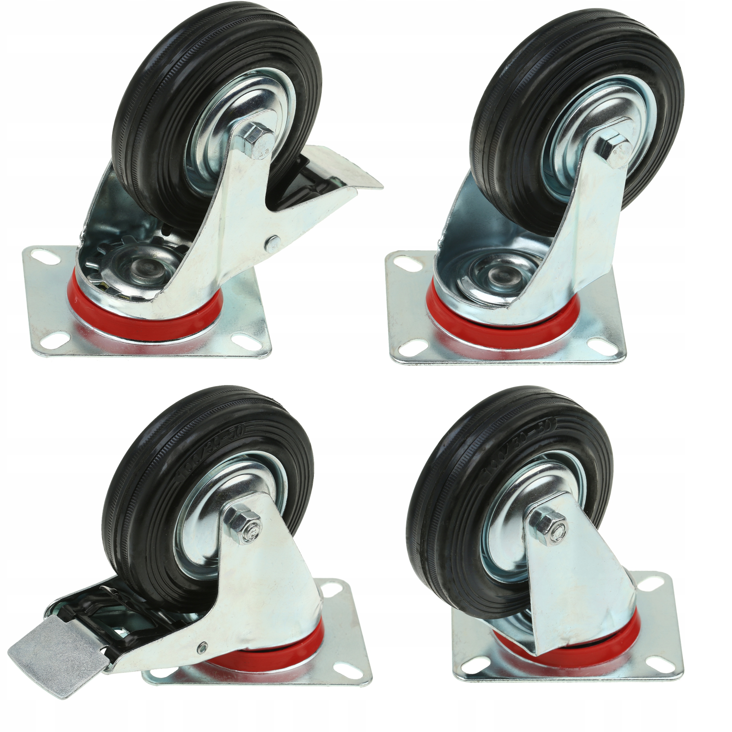 

Zestaw Jezdny Kółek Koła Obrotowe Skrętne 100 MM