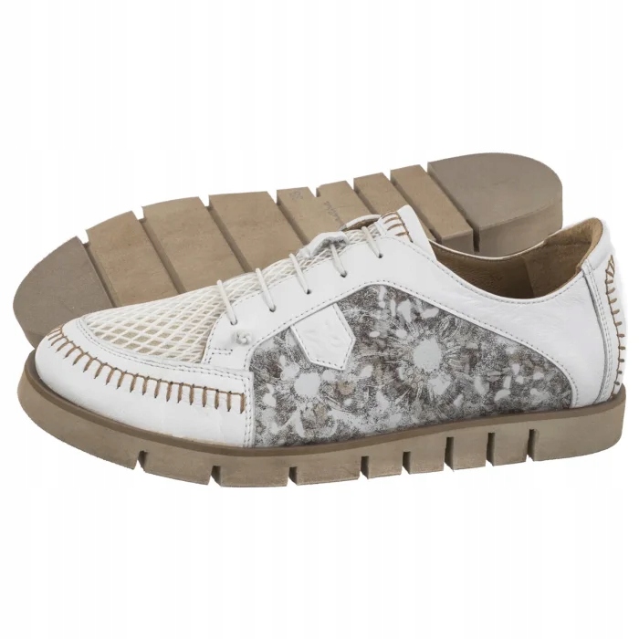 Dámské polobotky Kožené Maciejka Bílé 06784-11